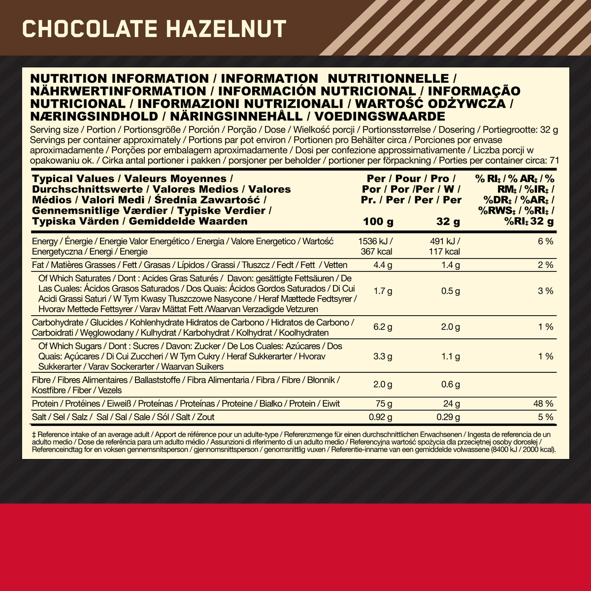 Optimum Nutrition Gold Standard 100% Whey Chocolate Hazelnut (2000 g)