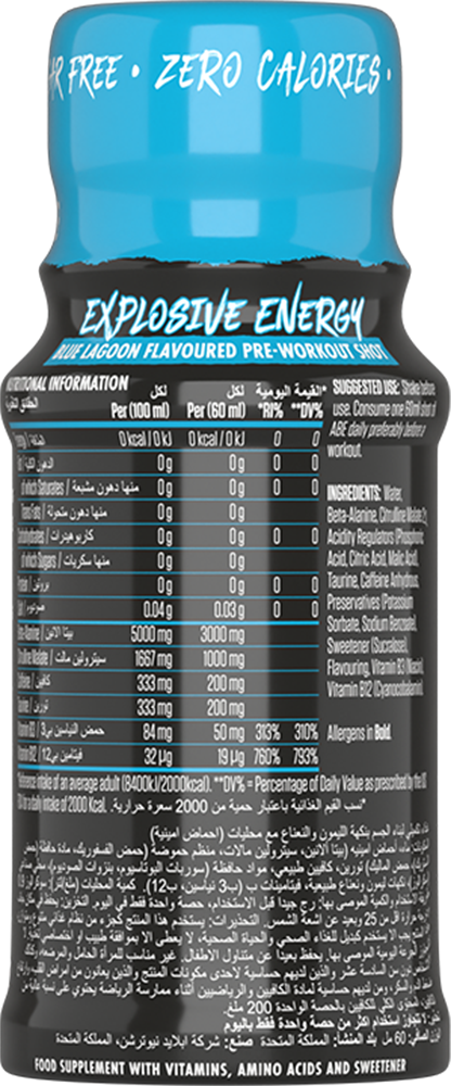 ABE Ultimate Pre-Workout Shot Blue Lagoon (12 x 60 ml)