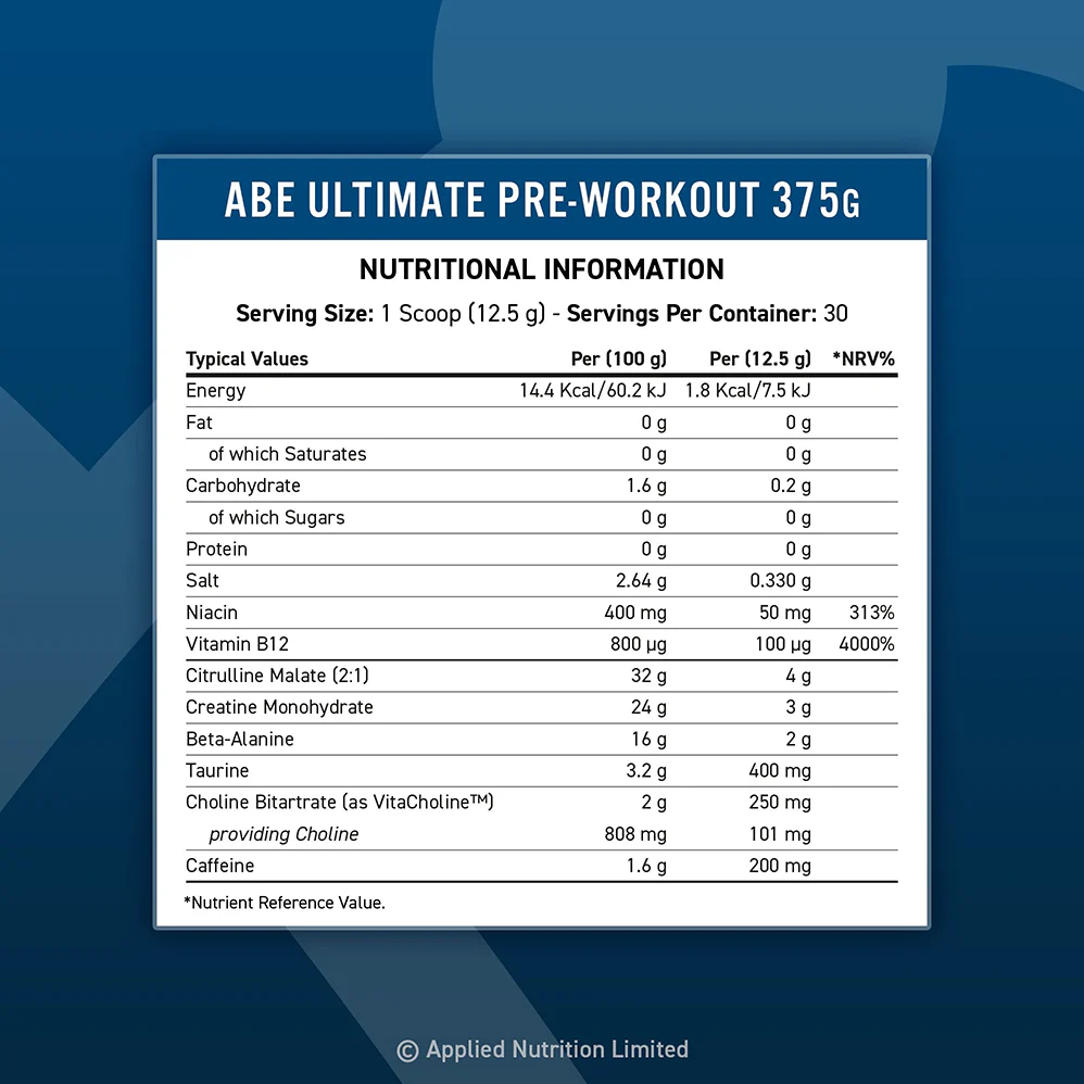 Applied Nutrition ABE Ultimate Pre-Workout Icy Blue Raz (375 g)
