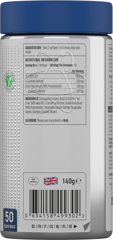 Applied Nutrition CLA, L-Carnitine & Green Tea (100 softgels)