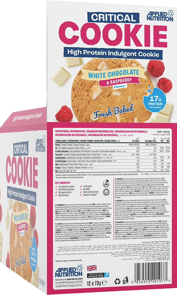 Applied Nutrition Critical Cookie White Chocolate Raspberry (12 x 73 g)