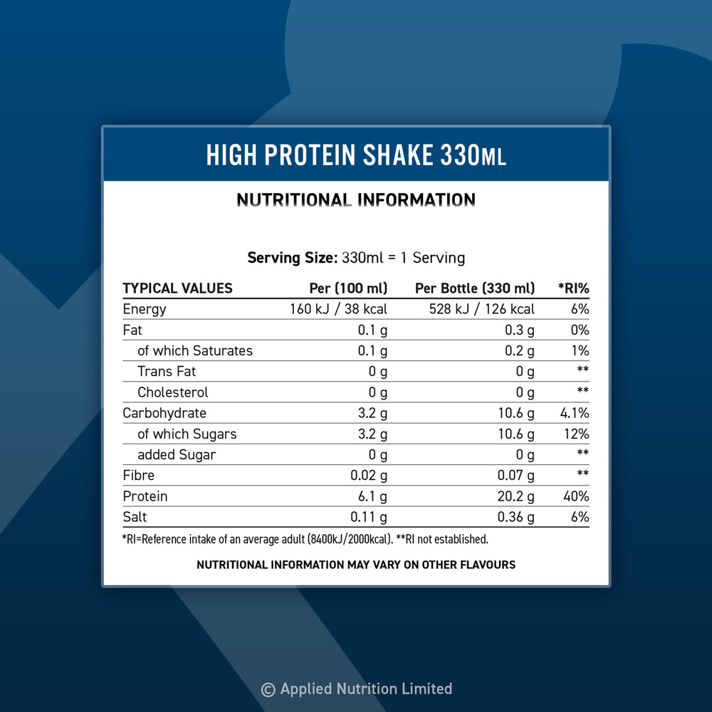 Applied Nutrition High Protein Shake Crème glacée à la vanille (8 x 330 ml)
