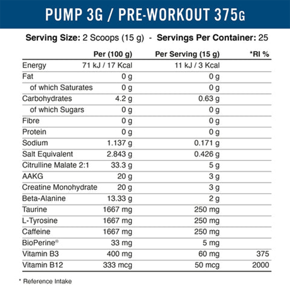 Applied Nutrition Pump 3G Framboise bleue (375 g)