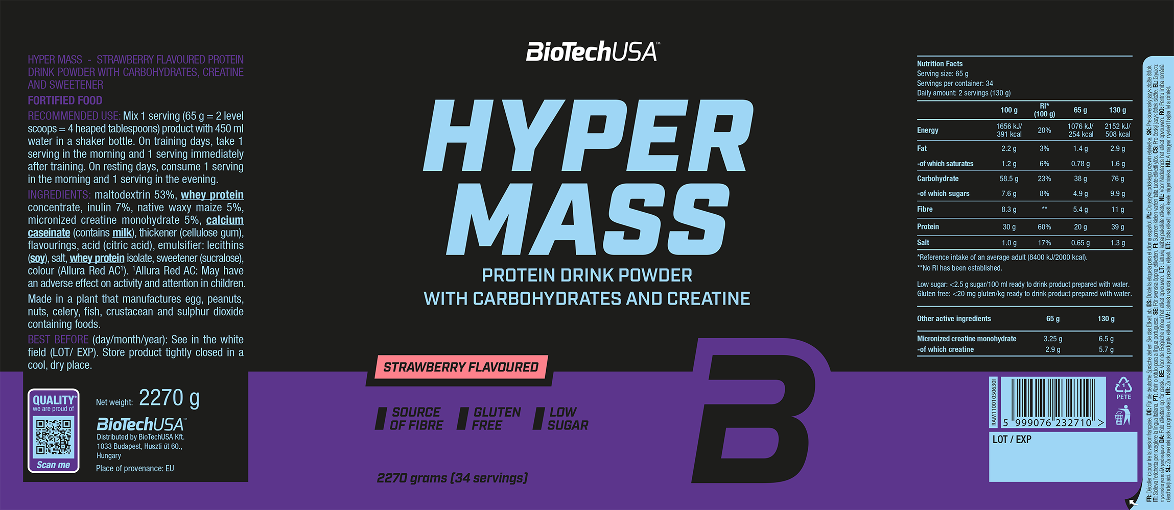 BioTechUSA Hyper Mass Fraise (2270 g)