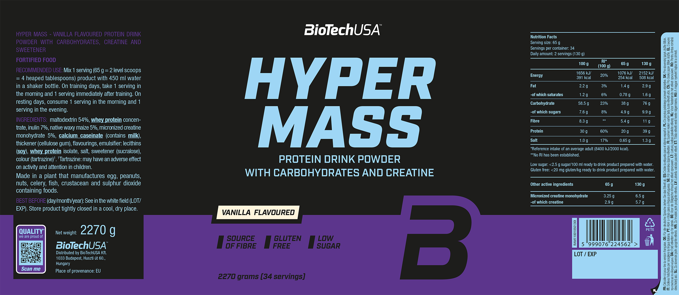 BioTechUSA Hyper Mass Vanille (2270 g)