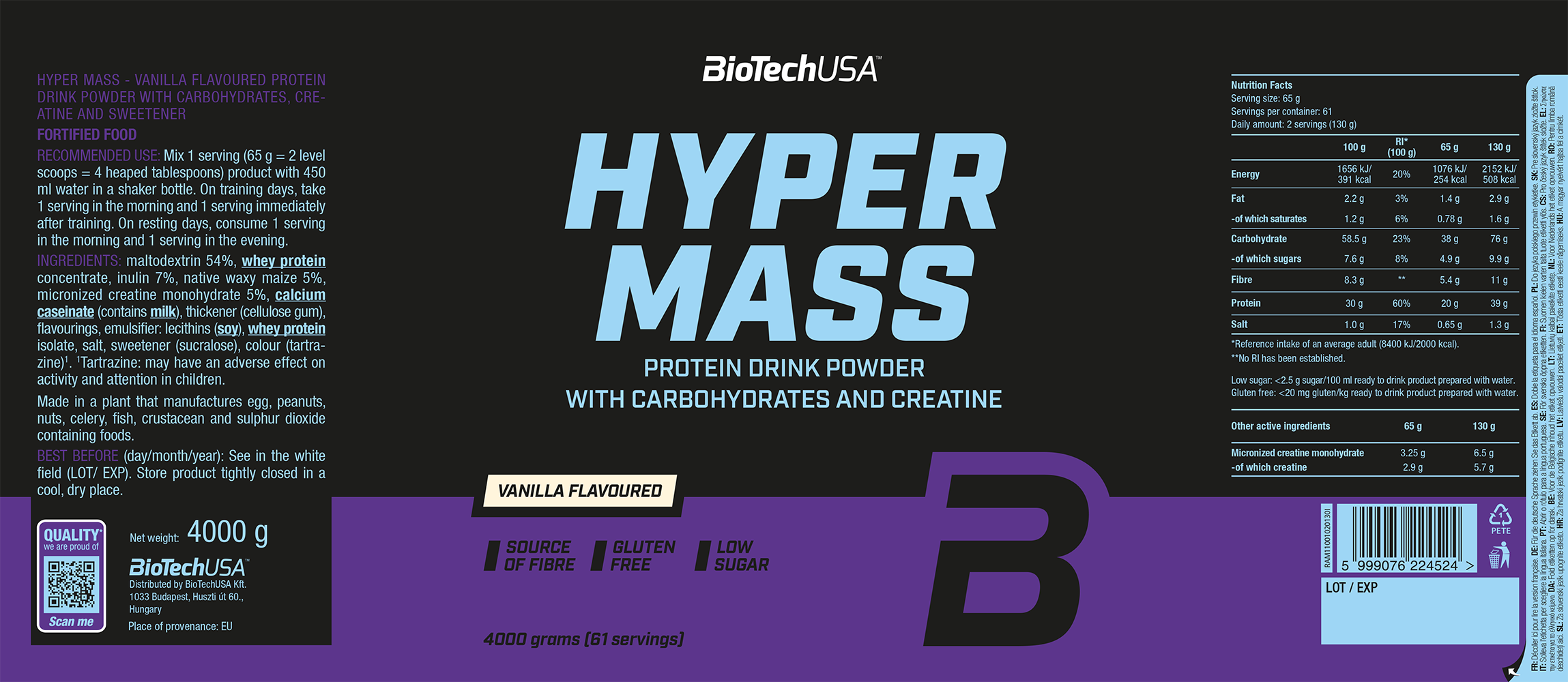 BioTechUSA Hyper Mass Vanille (4000 g)