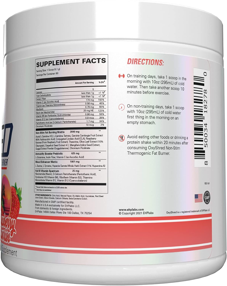 EHP Labs OxyShred Non-Stim Strawberry Sunrise (60 doses)