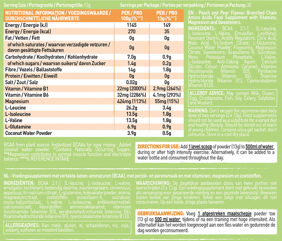 Grenade BCAA Pêche Poire (390 g)