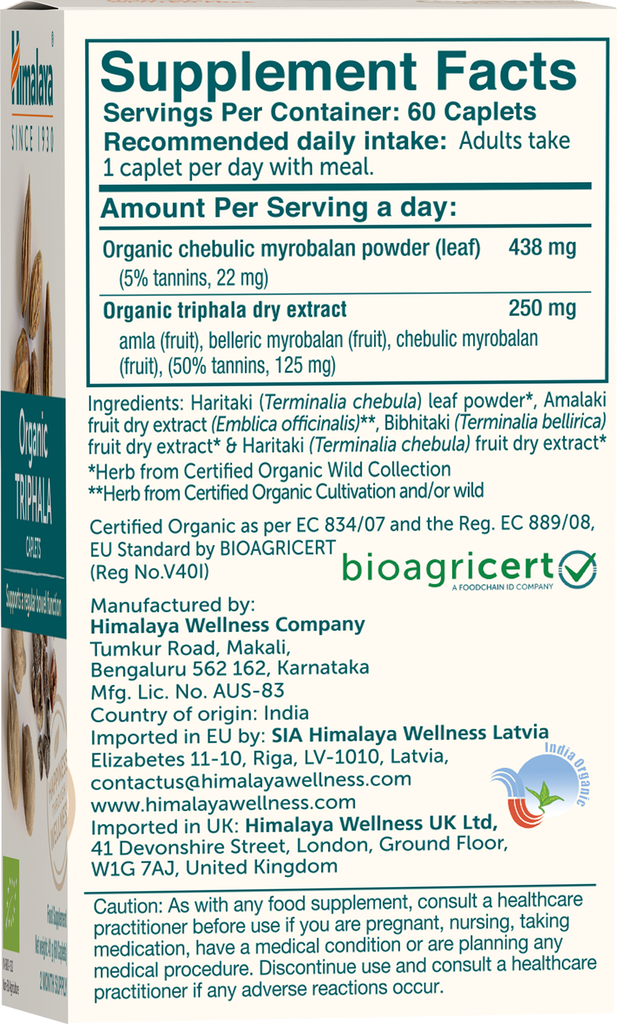 Himalaya Organic Triphala (60 caps)