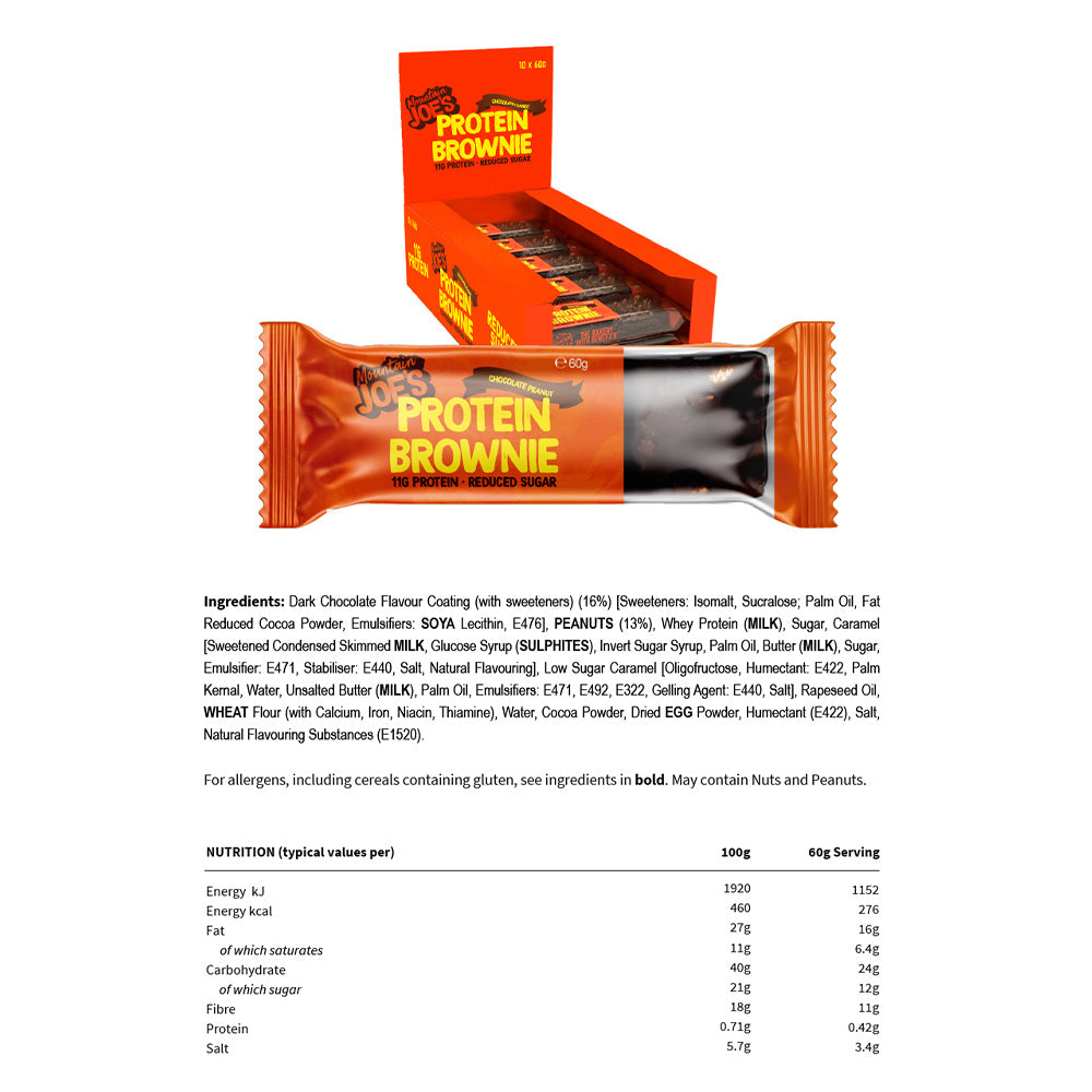 Mountain Joe's Protein Brownie - Chocolat Cacahuète - (10 x 60 g)