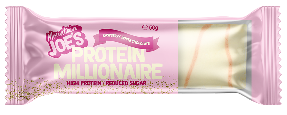 Mountain Joe's Protein Millionaire Framboise Chocolat blanc (10 x 50 g)