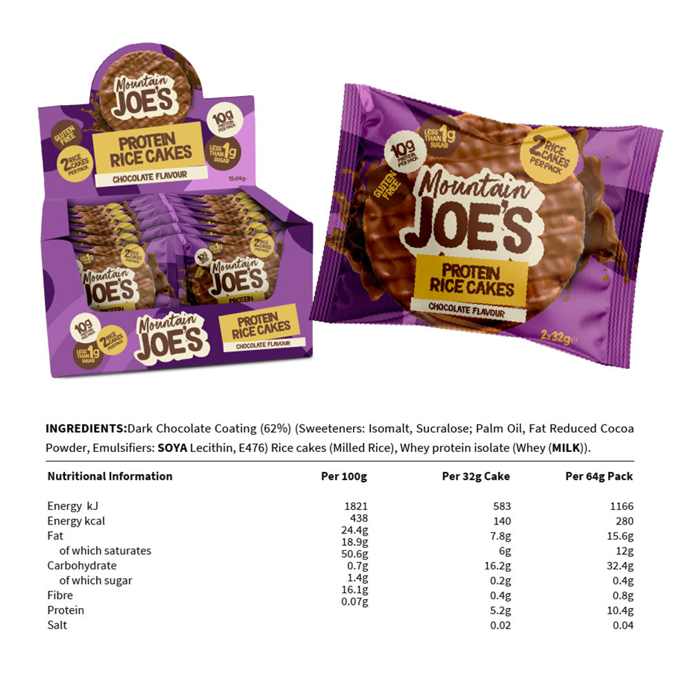 Mountain Joe's Protein Rice Cakes Chocolat (12 x 64 g)