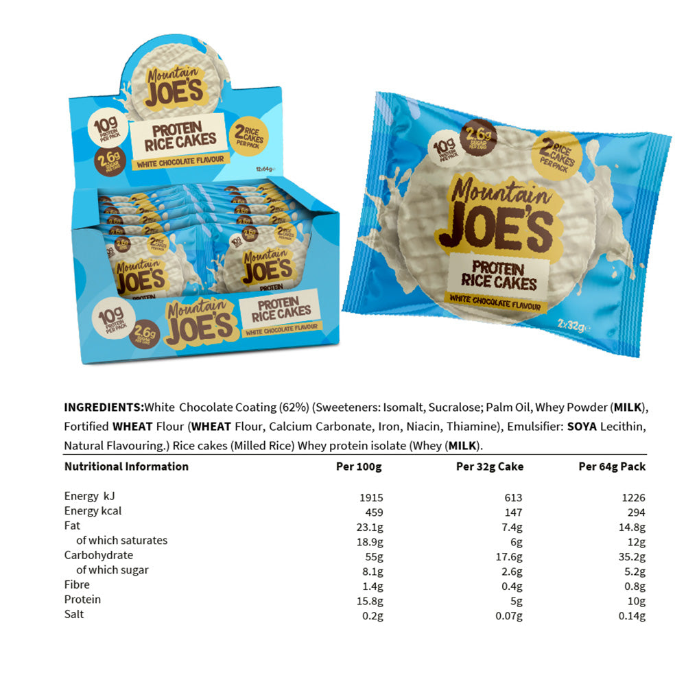 Mountain Joe's Protein Rice Cakes Chocolat blanc (12 x 64 g)