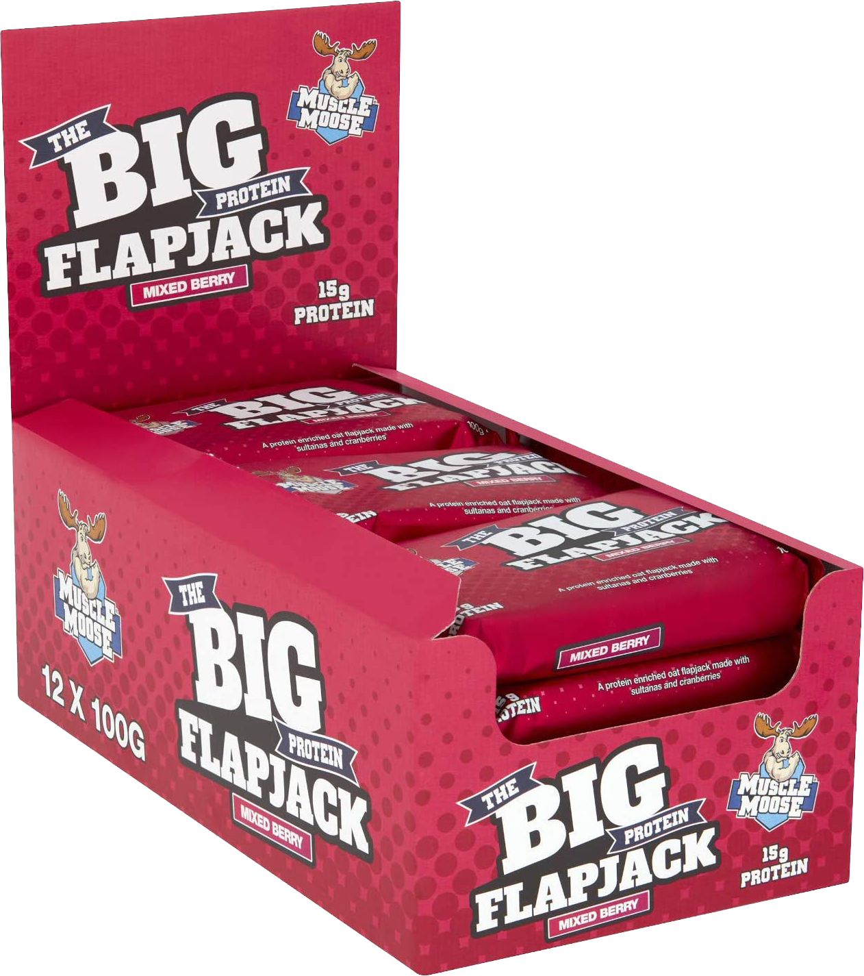 Muscle Moose Big Protein Flapjack Mixed Berry (12 x 100 g)