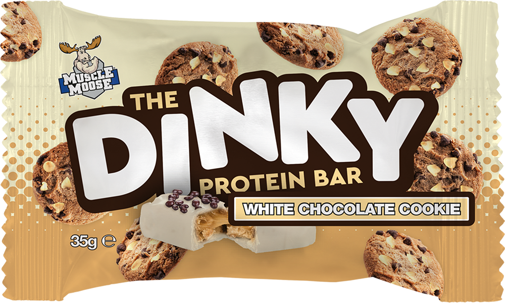 Muscle Moose The Dinky Protein Bar Cookie Chocolat blanc (12 x 35 g)