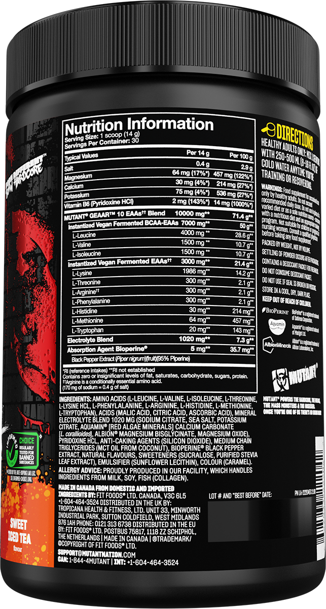Mutant GEAAR Sweet Iced Tea (378 g)