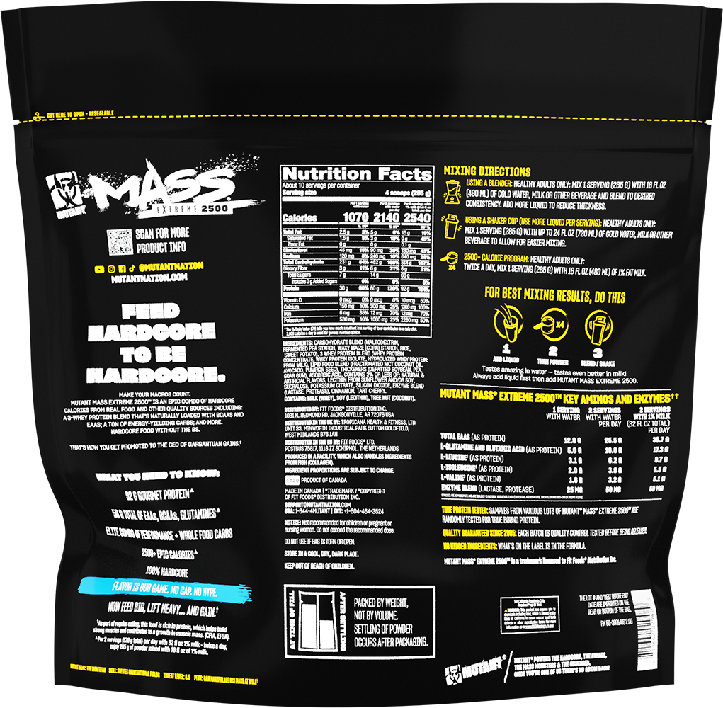 Mutant Mass Extreme 2500 Crème glacée à la vanille (2720 g)