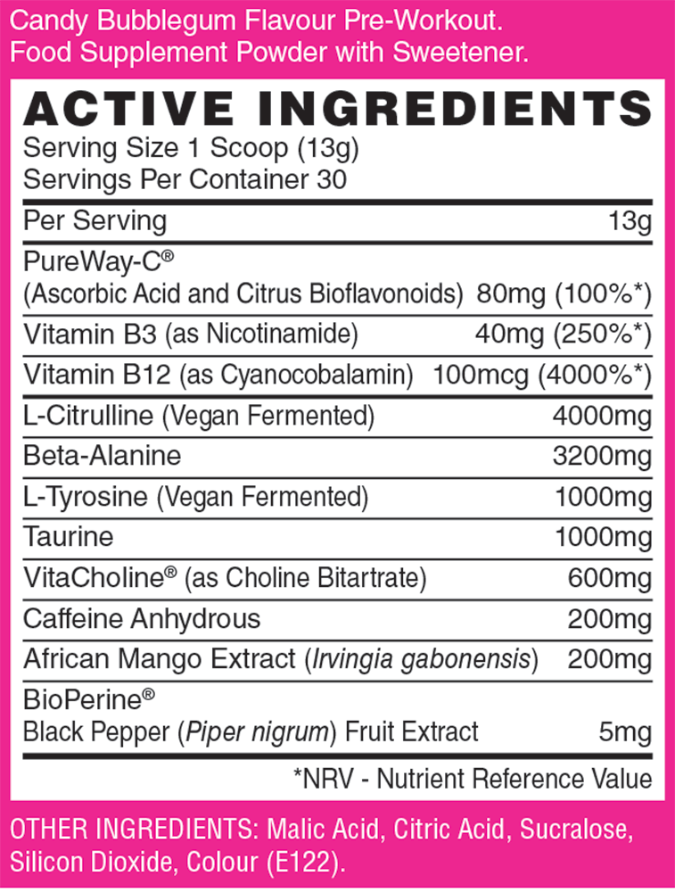 Naughty Boy Energy Pre-Workout Candy Bubblegum (390 g)