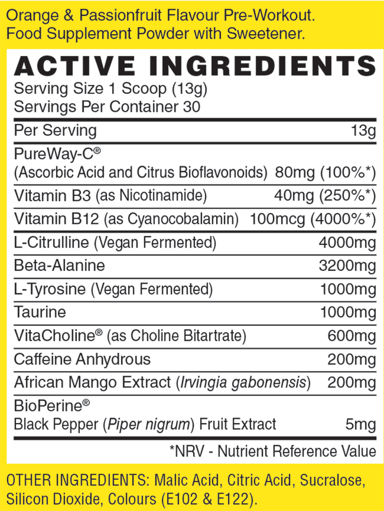 Naughty Boy Energy Pre-Workout Orange & Passionfruit (390 g)