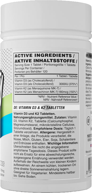 Naughty Boy D3 + K2 (120 tabs)