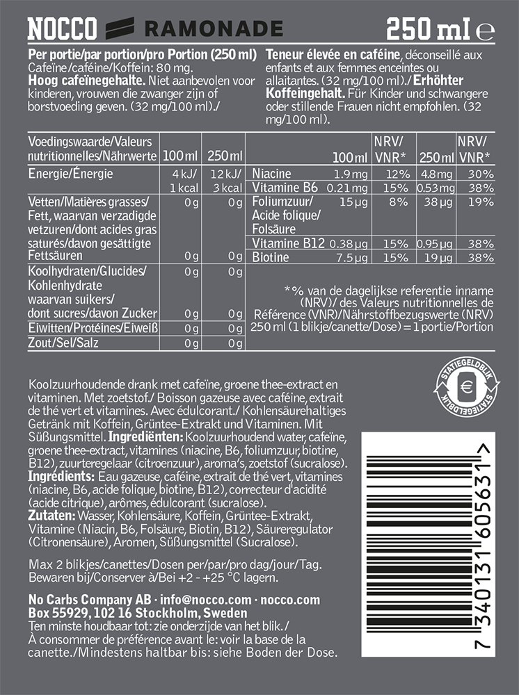 NOCCO Focus Ramonade (12 x 250 ml)