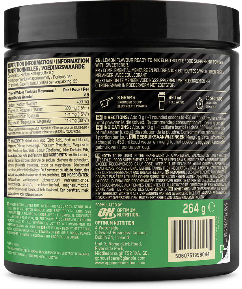 Optimum Nutrition Electrolyte Powder Citron (264 g)