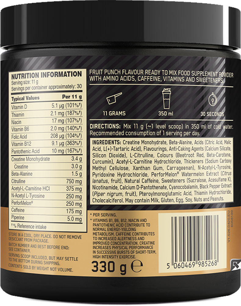 Gold Standard Pre-Workout Fruit Punch (330 g)