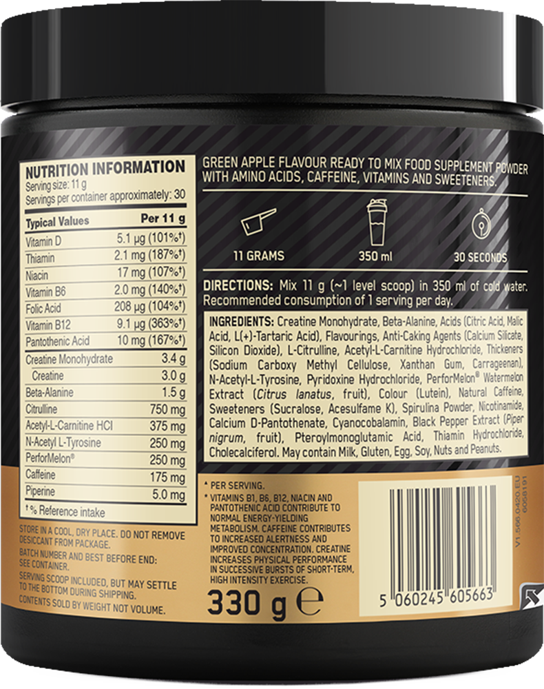 Gold Standard Pre-Workout Pomme verte (330 g)