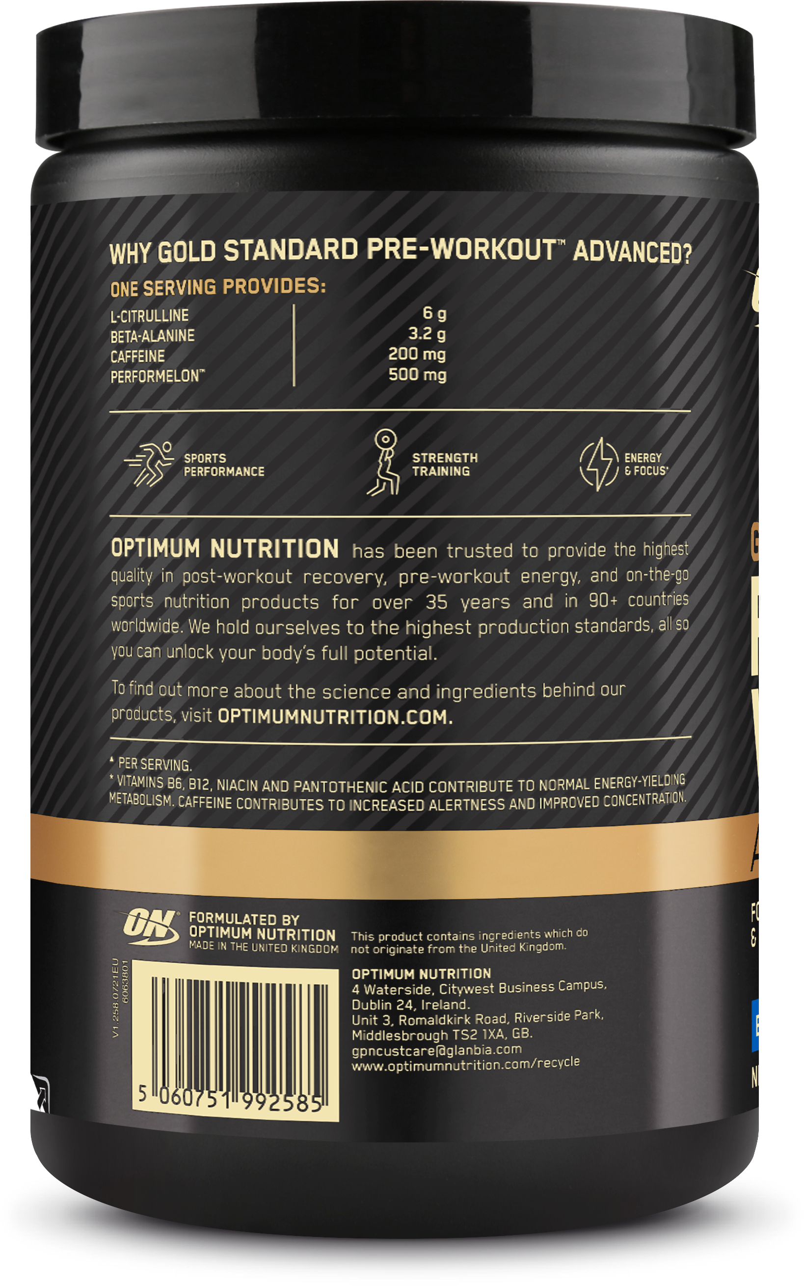 Optimum Nutrition Gold Standard Pre-workout Advanced Framboise bleue (420 g)