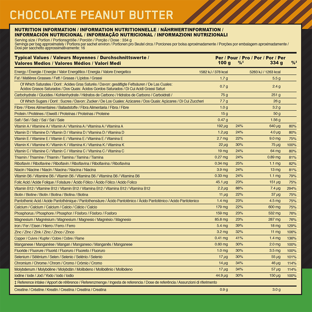 Optimum Nutrition Serious Mass Chocolat Beurre de cacahuètes (5450 g)