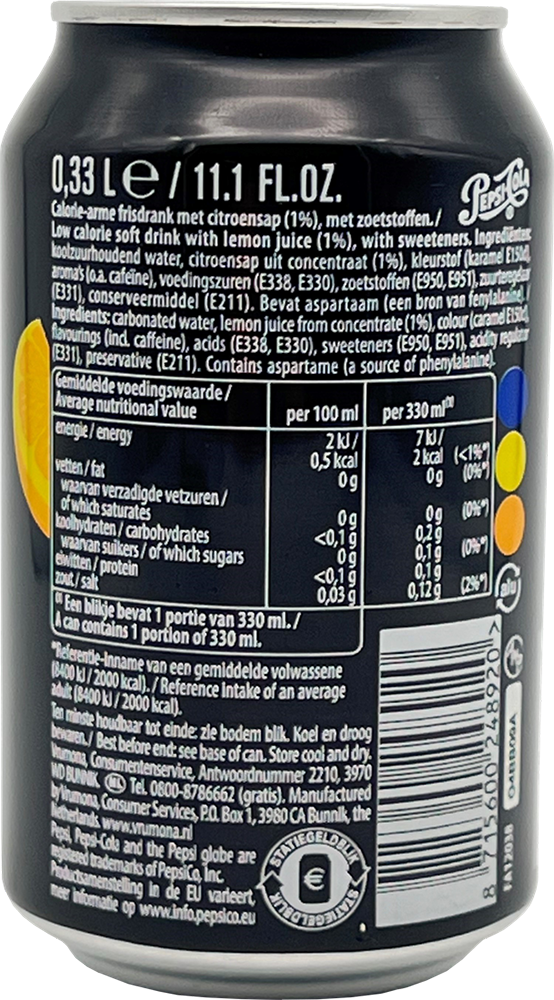 Pepsi Max Citron (24 x 330 ml)