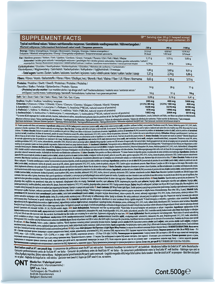 QNT Light Digest Whey Protein Chocolat Belge (500 g)