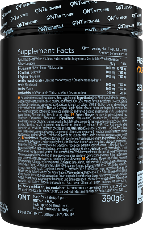 QNT Overdrive Pre-Workout Mango Massacre (390 g)