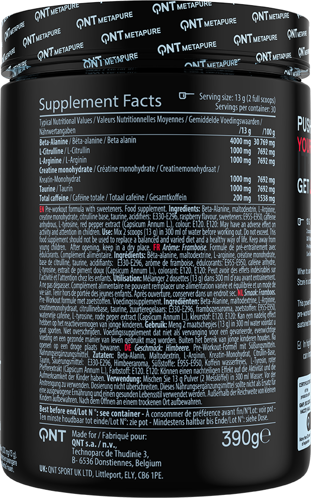 QNT Overdrive Pre-Workout Raspberry Killer (390 g)