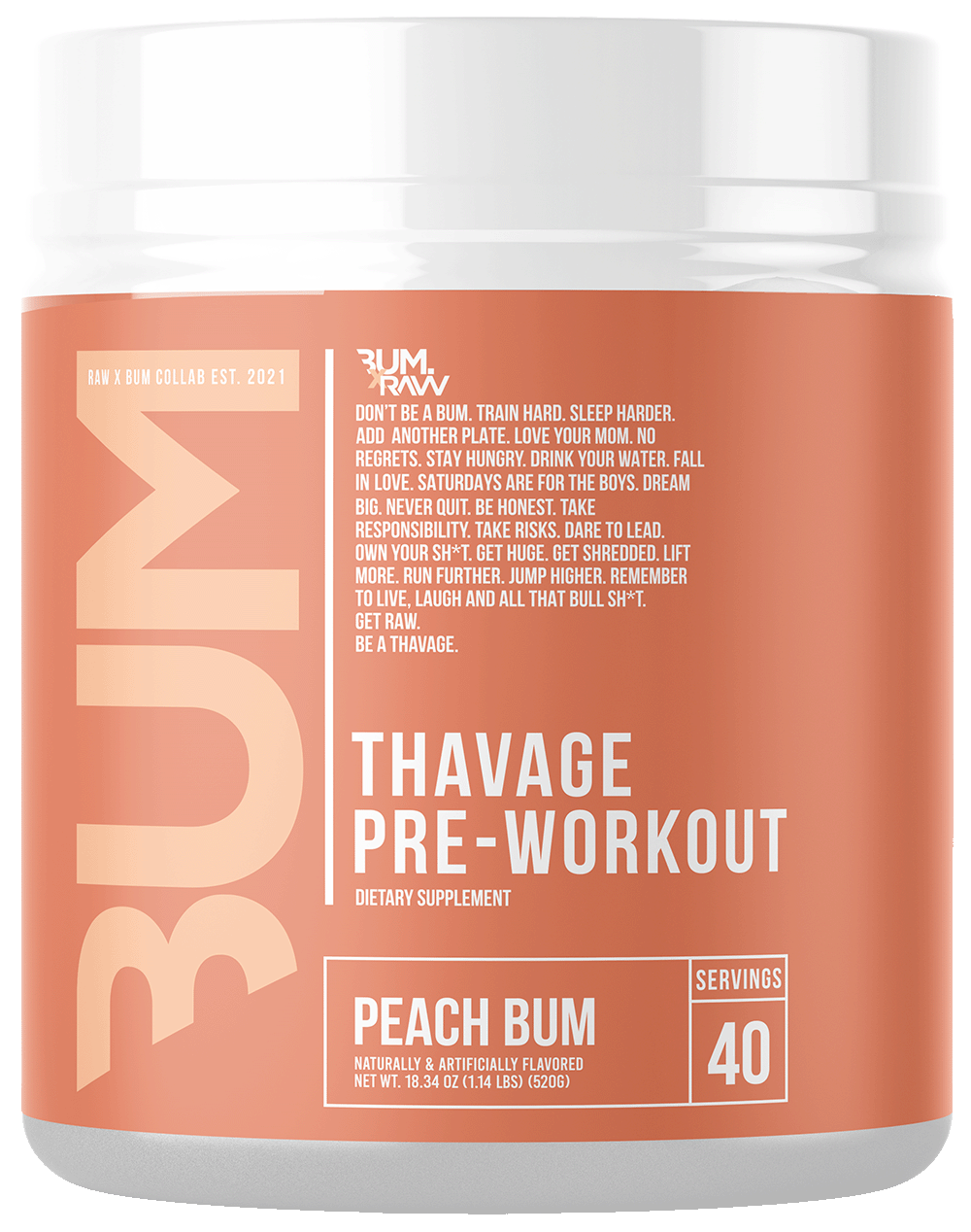 RAW CBUM Thavage Pre-workout Peach Bum (520 g)
