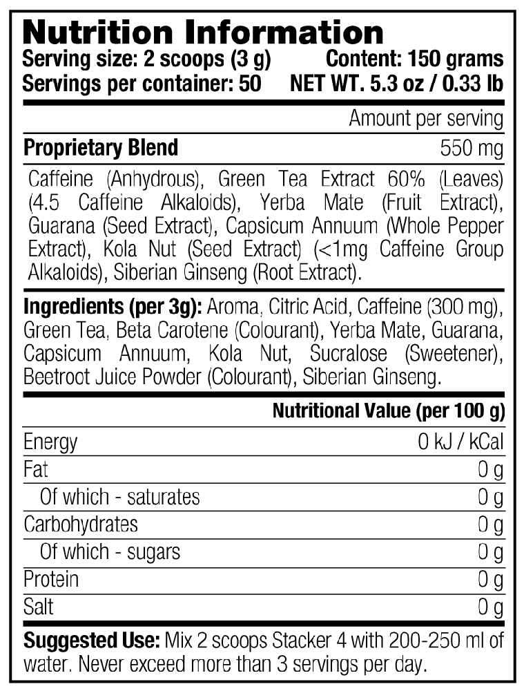 Stacker4 Powder Lemon Lime (150 g)