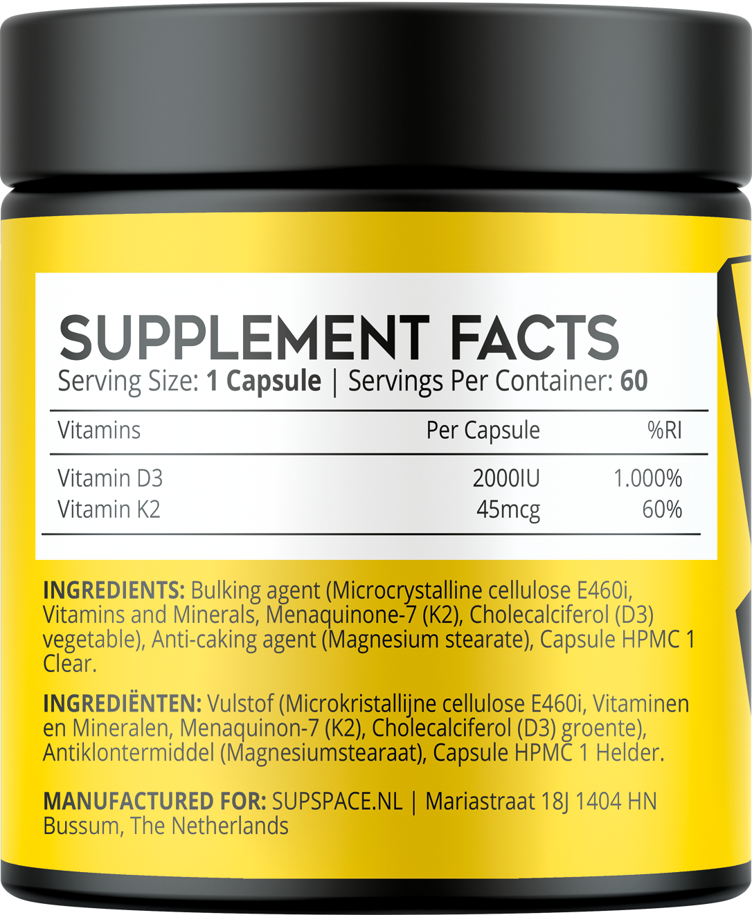 Supspace Vitamin D3 & K2 (60 gélules)