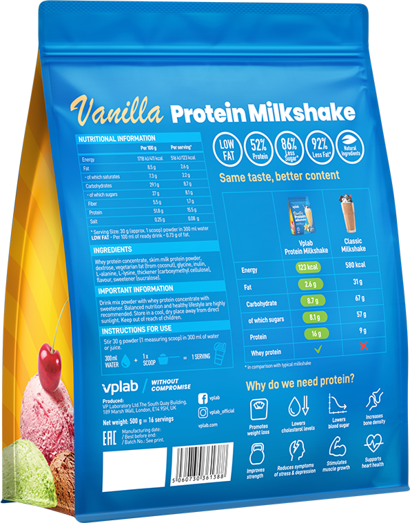 VPLab Protein Milkshake Vanille (500 g)