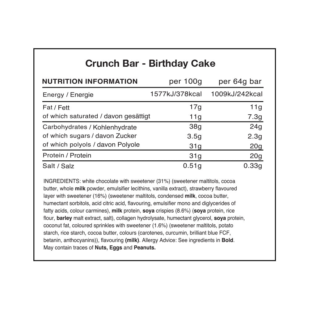 Warrior Crunch Bar Birthday Cake (12 x 64 g)
