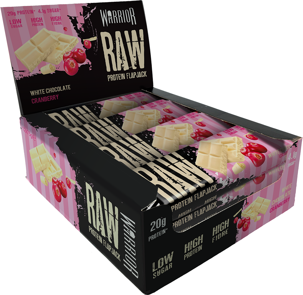 Warrior Raw Protein Flapjack Chocolat blanc Cranberry (12 x 75 g)