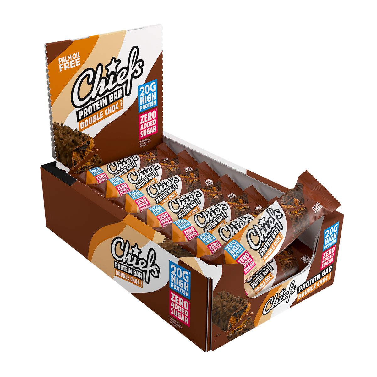 Chiefs Protein Bar Double Chocolat – boîte de 12 barres