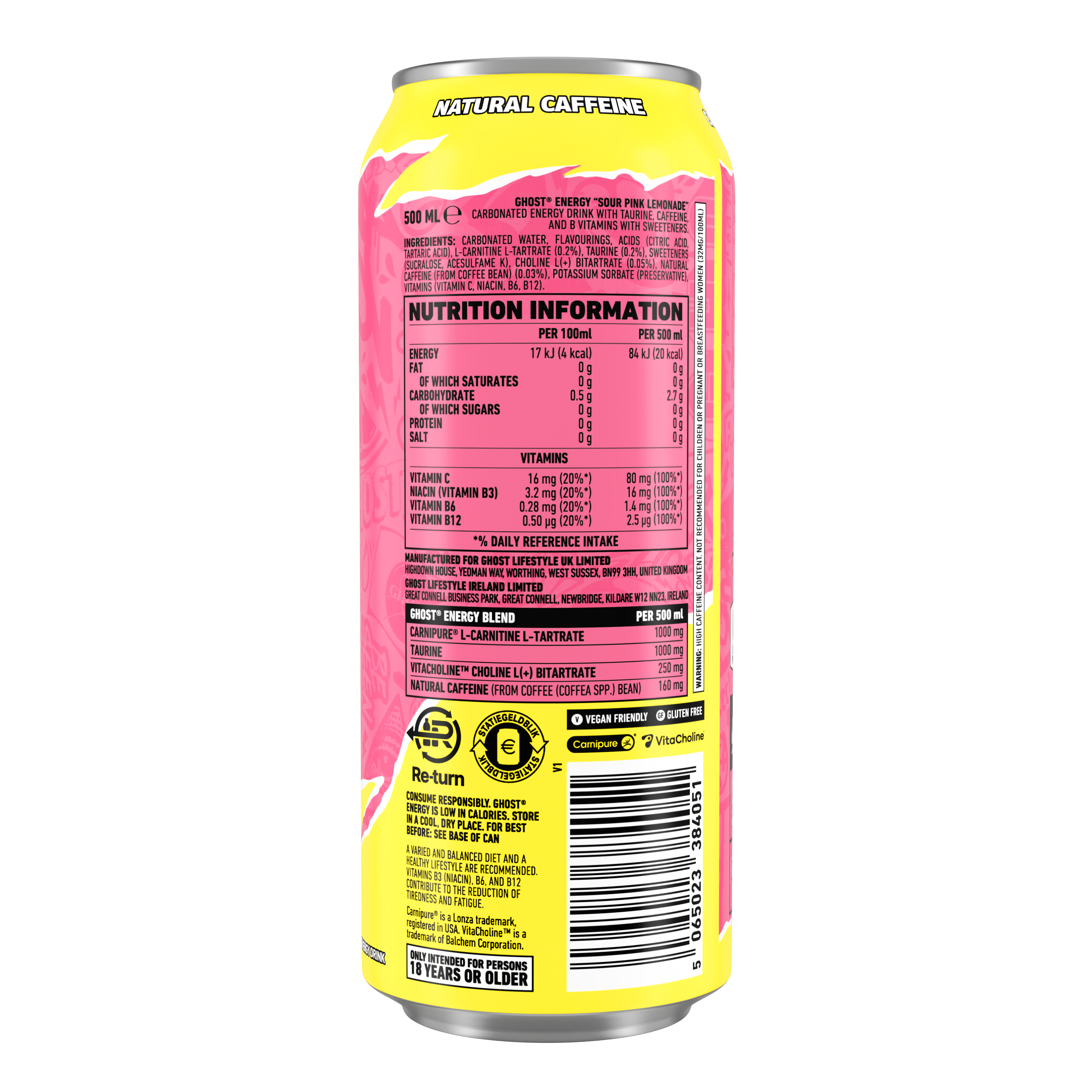 Ghost Energy Pink Lemonade (12 x 500 ml)