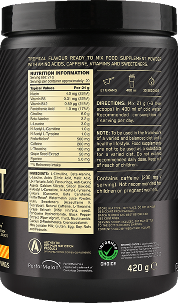 Optimum Nutrition Gold Standard Pre-workout Advanced Tropical (420 g)