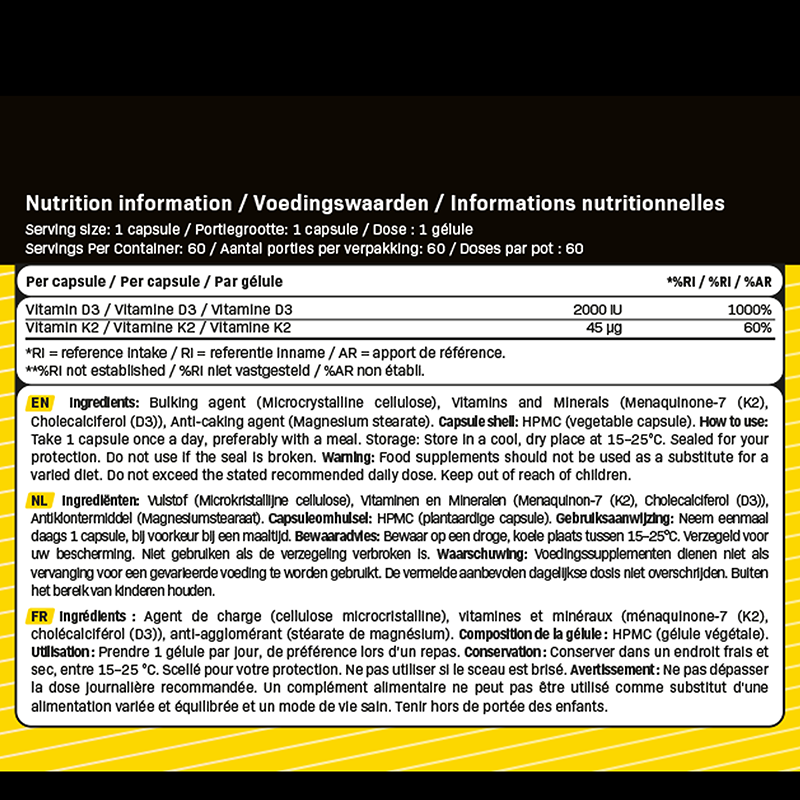 Supspace Vitamin D3 & K2 (60 gélules)