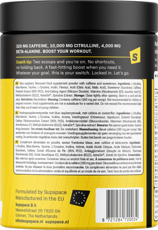 Supspace Lift-off Pre-workout Framboise bleue (345 g)