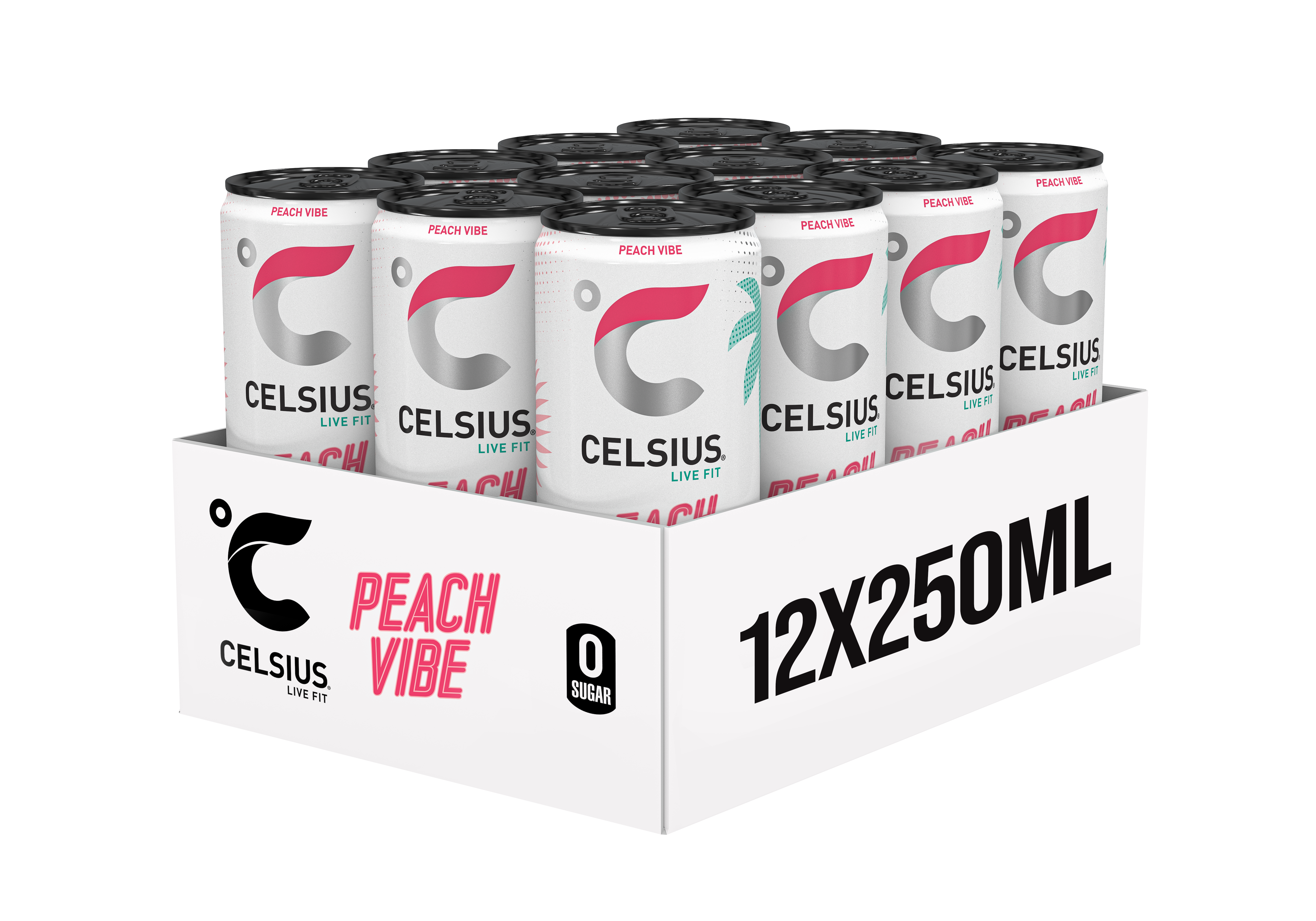 Celsius Sparkling Energy Drink Peach Vibe (12 x 250 ml)