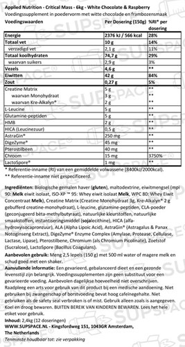 Critical Mass White Chocolate Raspbrry (6000 gr)
