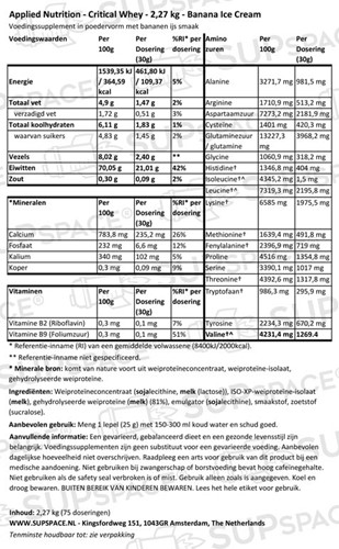 Critical Whey Banana Milkshake (2270 gr)