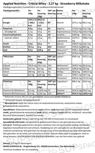 Critical Whey Strawberry Milkshake (2270 gr)