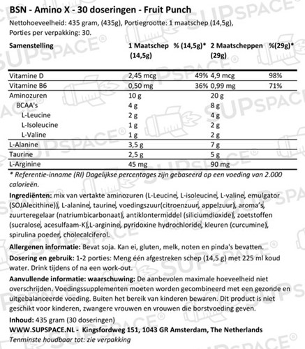 Amino X Fruit Punch (435 gr)